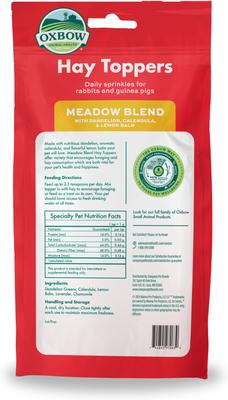 Show full view: Oxbow Premium Timothy Hay Meadow Blend Small Animal Feed Topper, 2-oz bag slide 2 of 7