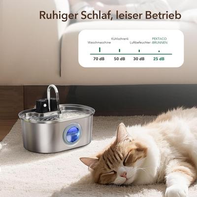 Show full view: PEKTACO Stainless Steel Battery Operated Cat Water Fountain, 3.2-l, 3.2L slide 4 of 8