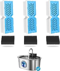 PEKTACO Stainless Steel Battery Operated Cat Water Fountain Replacement Filters & Pre-Filter Sponges, 3 count