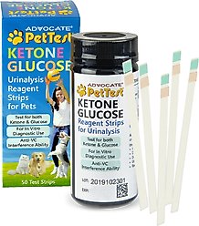 PetTest Ketone Glucose Test Strips for Dogs & Cats, 50 count