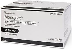 Monoject Insulin Syringes U-40 0.5-in x 29G, 0.5-cc, 100 syringes