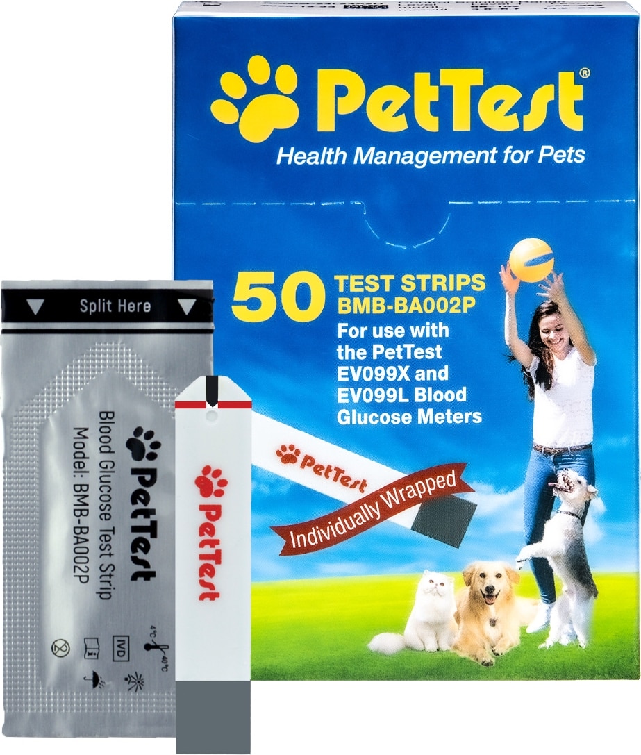 PETTEST Blood Glucose Test Strips for Dogs Cats, 50 strips