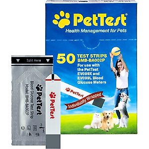 PetTest Blood Glucose Test Strips for Dogs & Cats, 50 strips