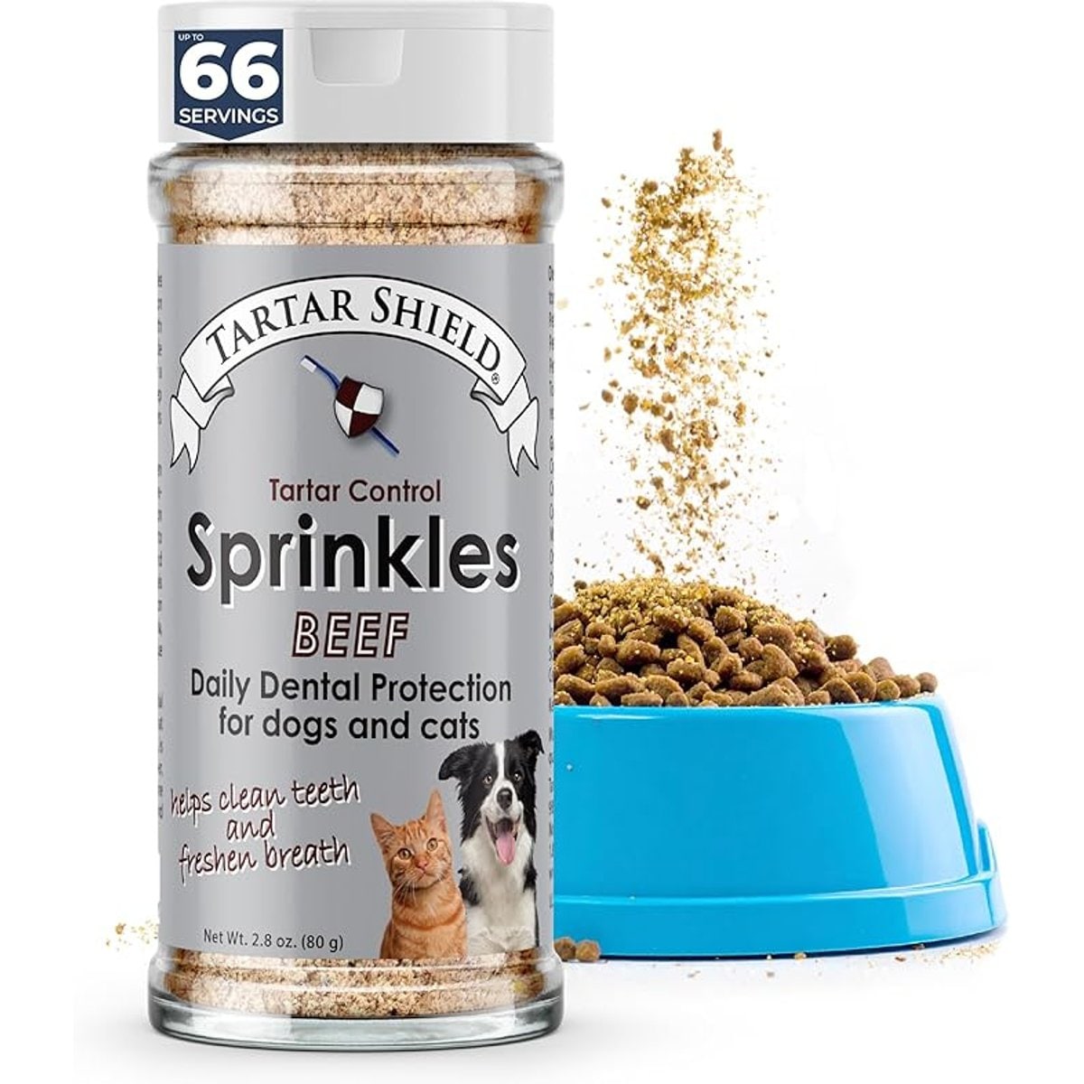 Tartar Shield Sprinkles Human-Grade Beef Dog & Cat Dry Food Topping, 2.8-oz bag