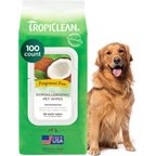 TropiClean Deodorizing Hypo Allergenic Dog & Cat Wipes, 100 count