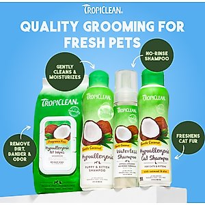 TropiClean Dry No Rinse Waterless Hypo Allergenic Dog & Cat Shampoo, 7.4-fl oz bottle