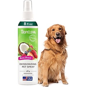 TropiClean Deodorizing Perfume & Odor Eliminating Berry Breeze Scent Dog & Cat Spray, 8-fl oz bottle
