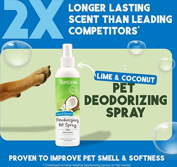 Show full view: TropiClean Deodorizing Perfume & Odor Eliminating Lime & Coconut Scent, Dog & Cat Spray, 8-fl oz bottle slide 3 of 11