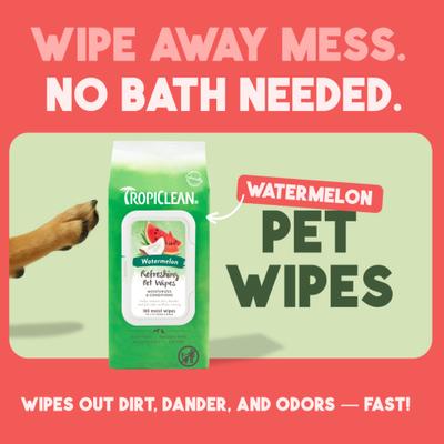Show full view: TropiClean 2-in-1 Watermelon Dirt & Odor Remover Wipes for Dogs & Cats, 100 count slide 3 of 9
