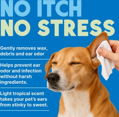 Show full view: TropiClean Wax, Debris, & Odor Remover Ear Cleaning Wipes for Dog & Cats, 50 count slide 6 of 12