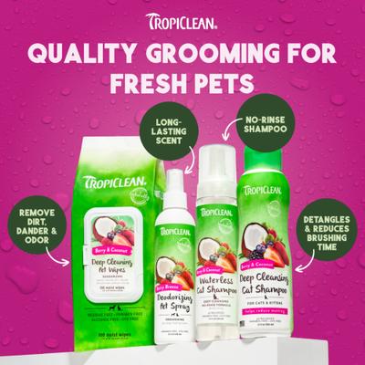 Show full view: TropiClean Deodorizing Perfume & Odor Eliminating Berry Breeze Scent Dog & Cat Spray, 8-fl oz bottle slide 8 of 11