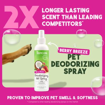 Show full view: TropiClean Deodorizing Perfume & Odor Eliminating Berry Breeze Scent Dog & Cat Spray, 8-fl oz bottle slide 3 of 11