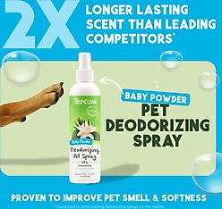 TropiClean Deodorizing Perfume & Odor Eliminating Baby Powder Scent Dog & Cat Spray, 8-fl oz bottle slide 2 of 9