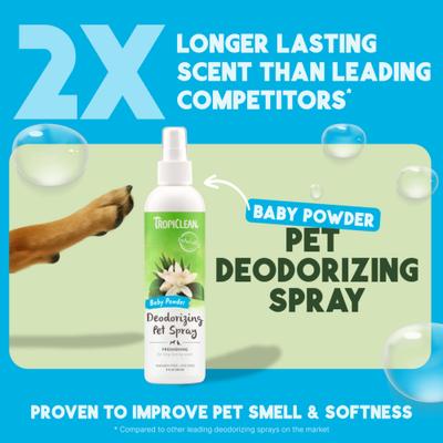 Show full view: TropiClean Deodorizing Perfume & Odor Eliminating Baby Powder Scent Dog & Cat Spray, 8-fl oz bottle slide 3 of 12