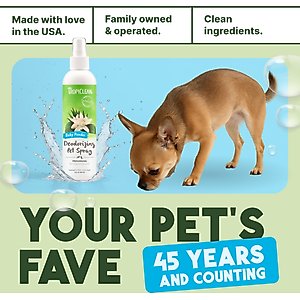 TropiClean Deodorizing Perfume & Odor Eliminating Baby Powder Scent Dog & Cat Spray, 8-fl oz bottle