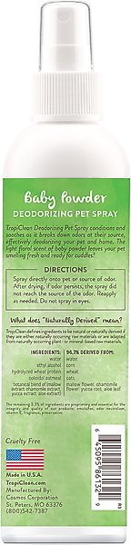 Show full view: TropiClean Deodorizing Perfume & Odor Eliminating Baby Powder Scent Dog & Cat Spray, 8-fl oz bottle slide 2 of 12