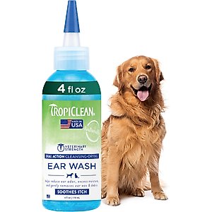 TropiClean Dual Action Ear Cleaner for Dogs, 4-fl oz bottle