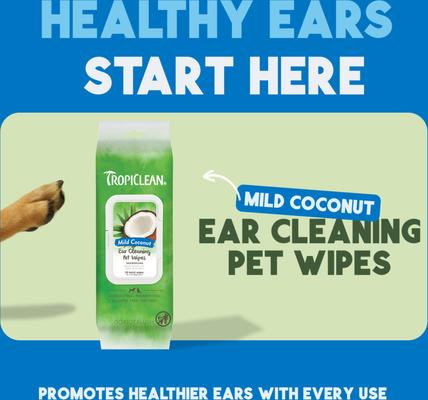 Show full view: TropiClean Wax, Debris, & Odor Remover Ear Cleaning Wipes for Dog & Cats, 50 count slide 4 of 12