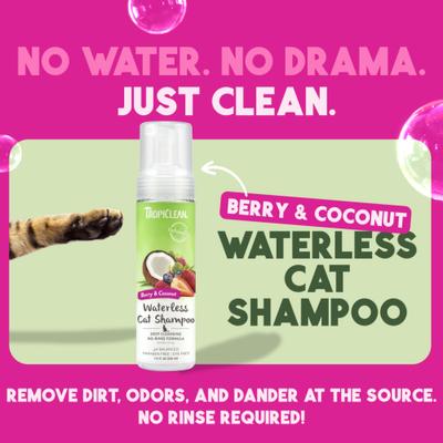 Show full view: TropiClean Dry No Rinse Waterless Deep Cleaning Cat Shampoo, Berry Fresh Scent, 7.4-fl oz bottle slide 3 of 11