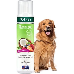TropiClean Dry No Rinse Waterless Deep Cleaning Dog Shampoo, Berry Fresh Scent, 7.4-fl oz bottle