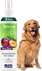 TropiClean Deodorizing Perfume & Odor Eliminating Pure Plum Scent Dog & Cat Spray, 8-fl oz bottle