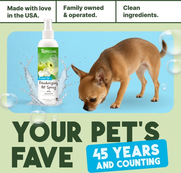 Show full view: TropiClean Deodorizing Perfume & Odor Eliminating Freshen Up Scent Dog & Cat Spray, 8-fl oz bottle slide 7 of 9