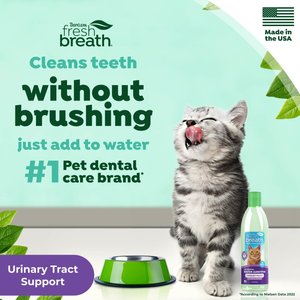 TropiClean Fresh Breath Dental Water Additive + Urinary Tract Support for Cats, 16-fl oz bottle