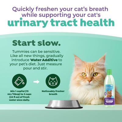 Show full view: TropiClean Fresh Breath Dental Water Additive + Urinary Tract Support for Cats, 16-fl oz bottle slide 6 of 12