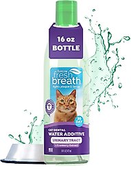 TropiClean Fresh Breath Dental Water Additive + Urinary Tract Support for Cats, 16-fl oz bottle