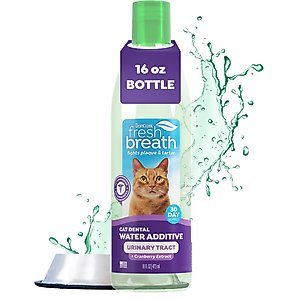 TropiClean Fresh Breath Dental Water Additive + Urinary Tract Support for Cats, 16-fl oz bottle