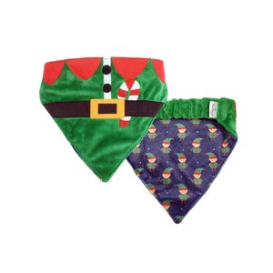 Hip Doggie Elf Reversible Dog Bandana, Green, Medium