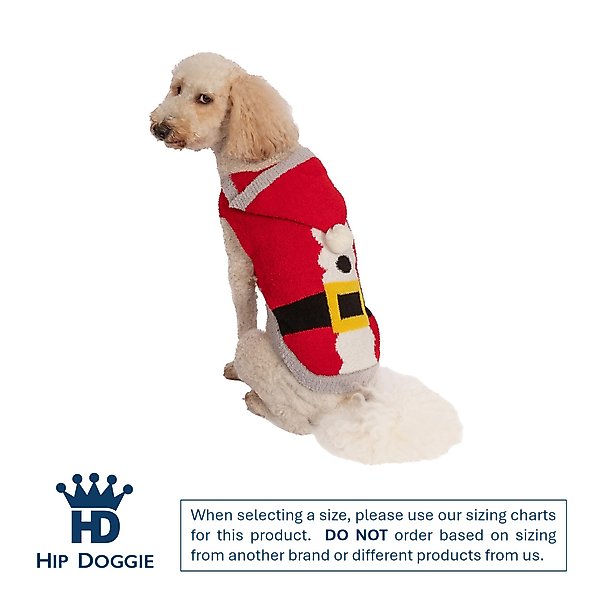 Show full view: Hip Doggie Chenille Santa Dog Hoodie, Red, Small slide 2 of 7