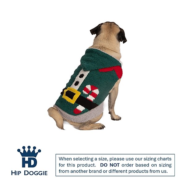 Show full view: Hip Doggie Chenille Elf Dog Hoodie, Green, Small slide 2 of 7