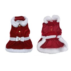 Hip Doggie Mrs. Claus Dog Dress, Red, Medium