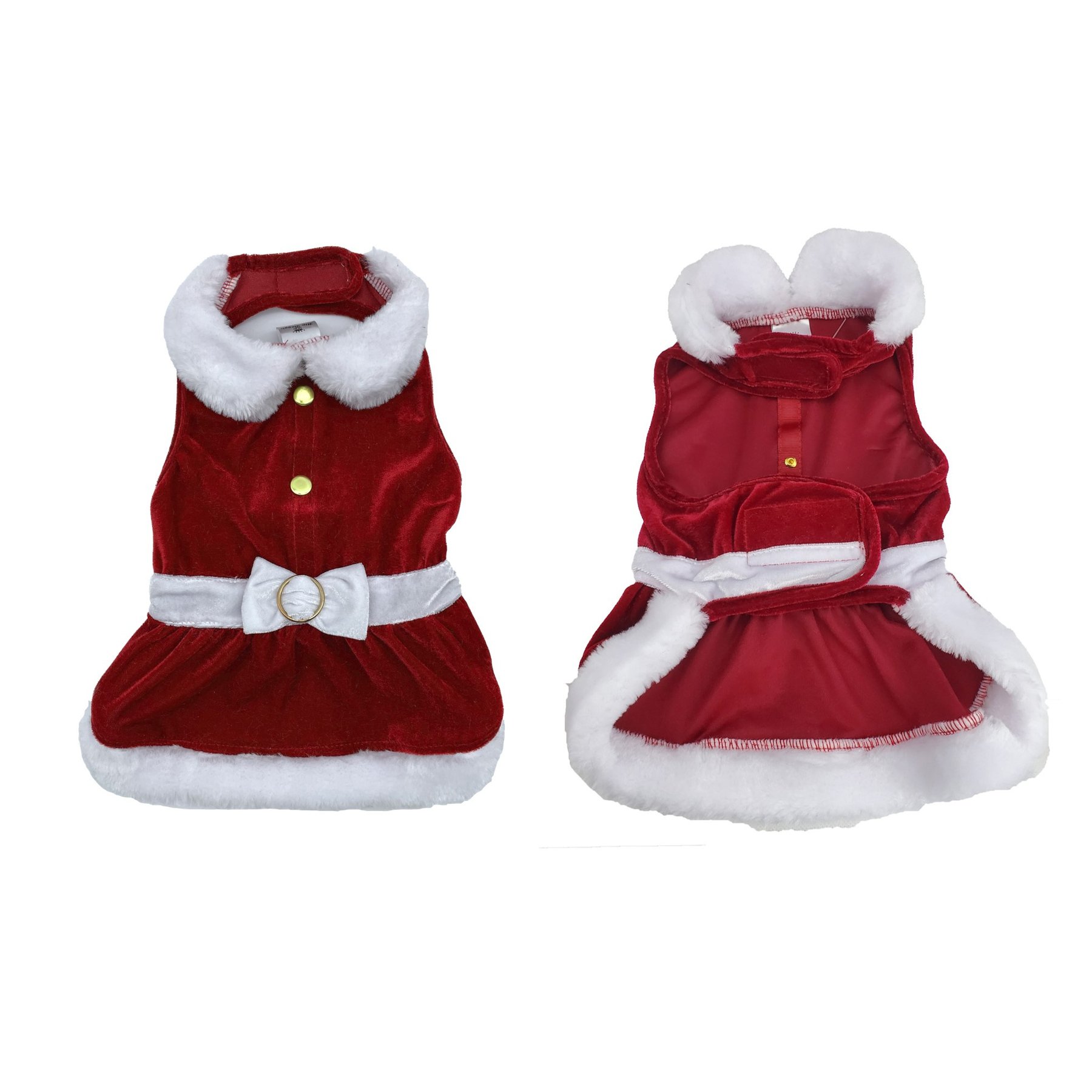 Hip Doggie Mrs. Claus Dog Dress, Red, X-Small