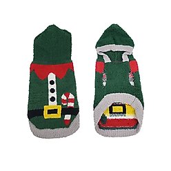 Hip Doggie Chenille Elf Dog Hoodie, Green, Medium