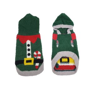 Hip Doggie Chenille Elf Dog Hoodie, Green, Small