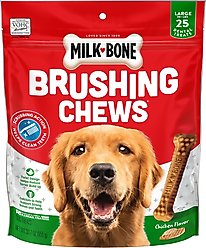 Milk-Bone Original Brushing Chews Large Chicken Flavor Daily Dental Dog Treats, 25 count