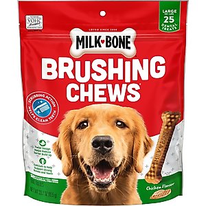 Milk-Bone Original Brushing Chews Large Chicken Flavor Daily Dental Dog Treats, 25 count