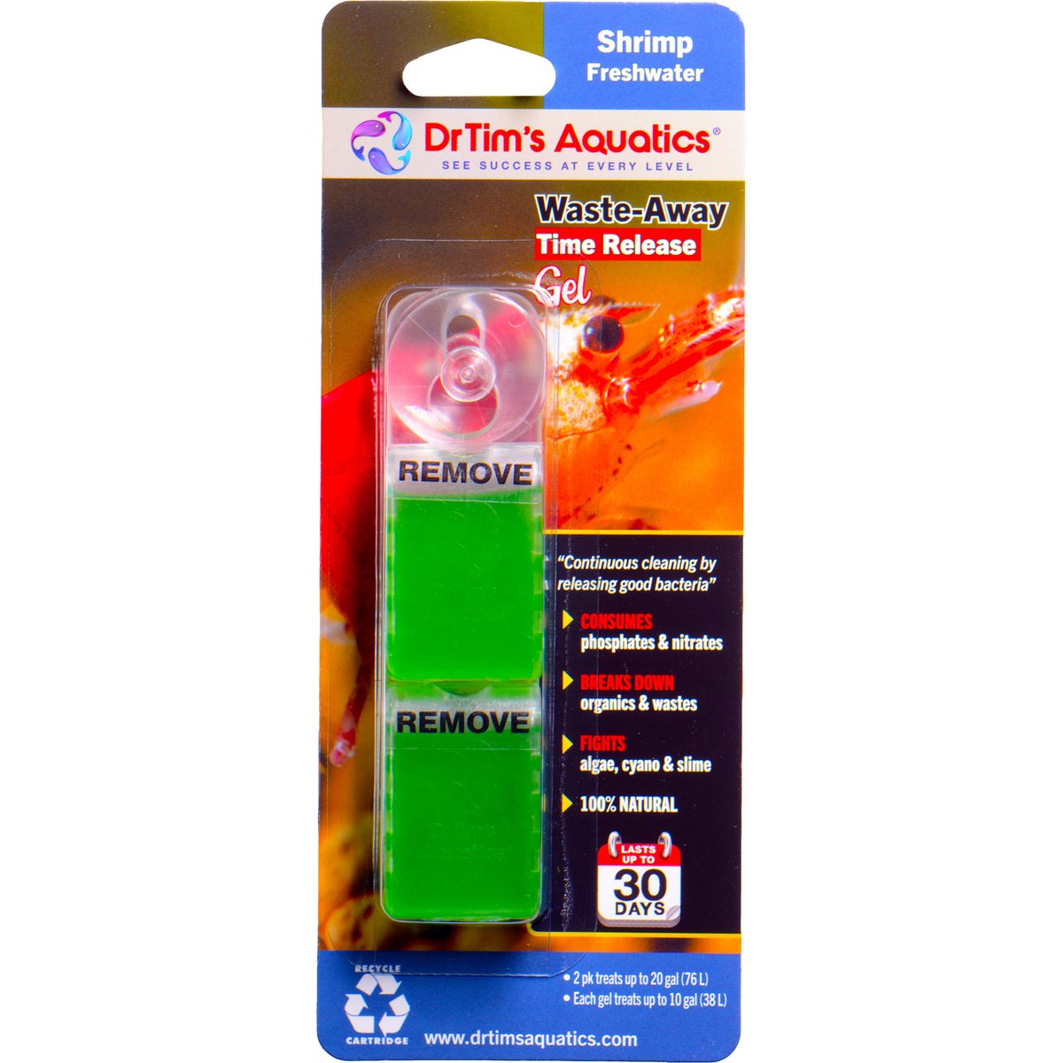 DrTim's Aquatics Shrimp Waste-Away Gel Water Conditioner, Small, 2 count
