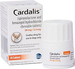 Cardalis (Spironolactone/Benazepril) Chewable Tablets for Dogs, 20mg/2.5mg, 1 chewable tablet slide 1 of 8