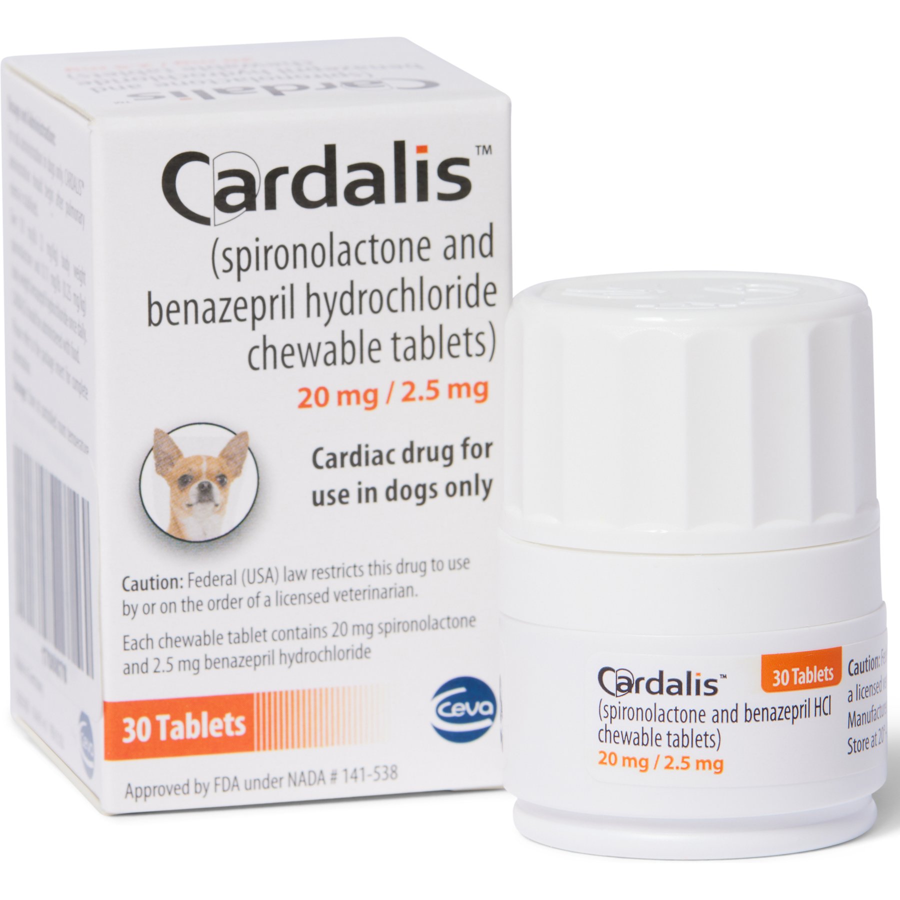Cardalis (Spironolactone/Benazepril) Chewable Tablets for Dogs, 20-mg/2.5-mg, 60 chewable tablets