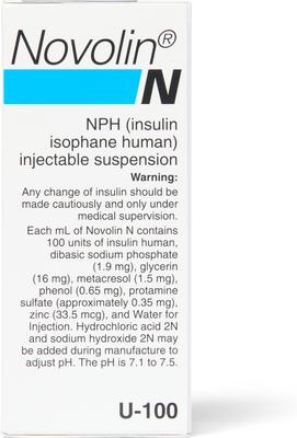 Show full view: NOVOLIN N (insulin isophane human) injectable suspension, U-100, 10-mL slide 5 of 6