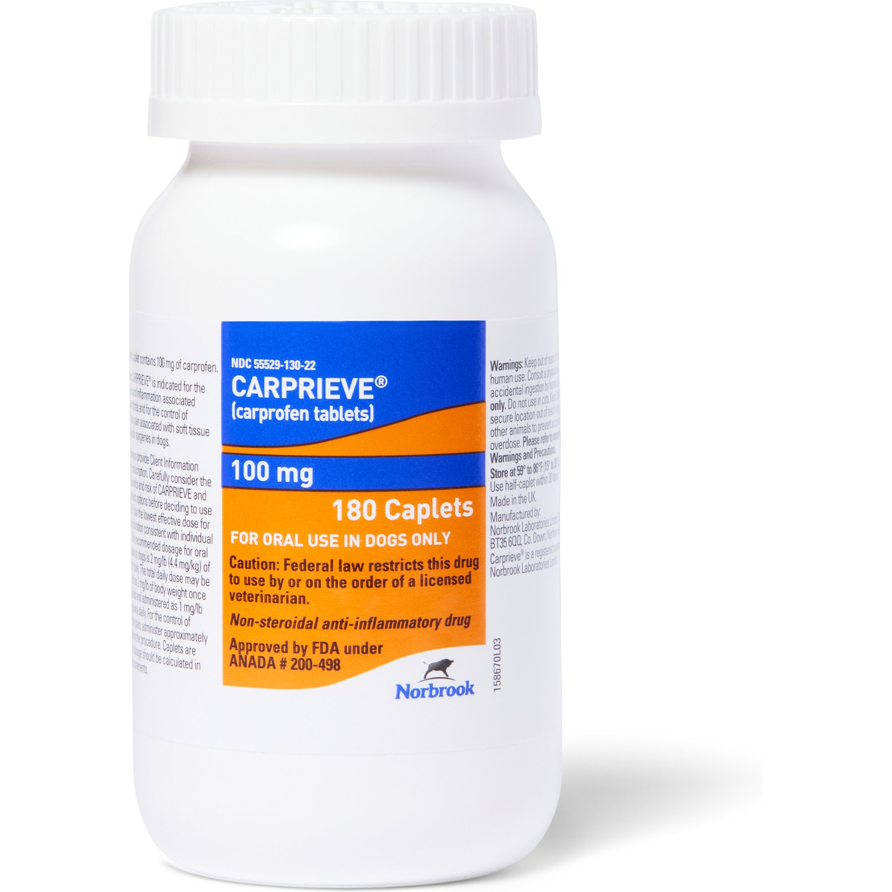 Carprieve (carprofen) Caplets for Dogs, 100-mg, 90 caplets