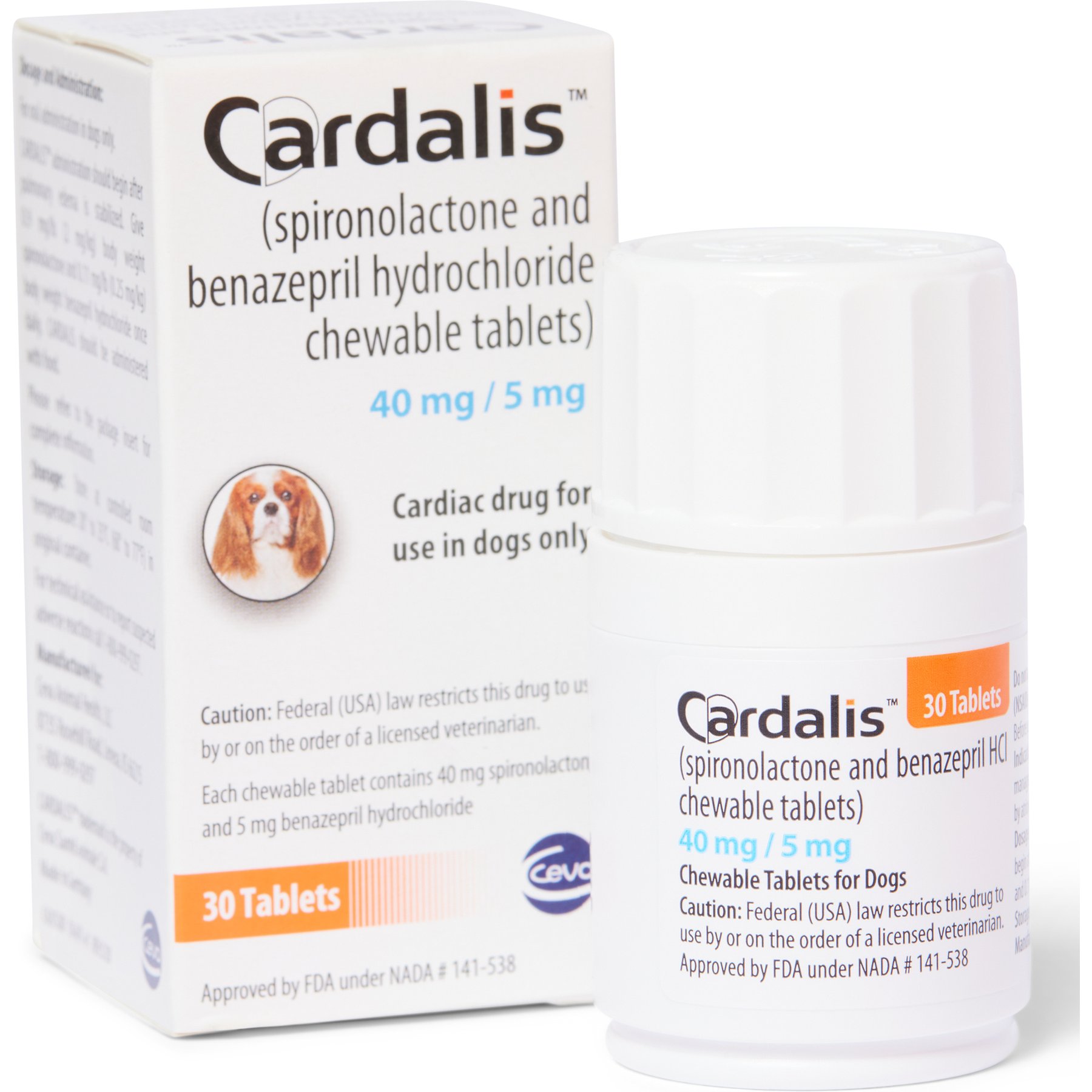 Cardalis (Spironolactone/Benazepril) Chewable Tablets for Dogs, 40-mg/5-mg, 30 chewable tablets