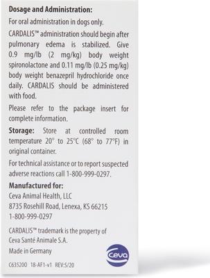 Show full view: Cardalis (Spironolactone/Benazepril) Chewable Tablets for Dogs, 40mg/5mg, 1 chewable tablet slide 2 of 8