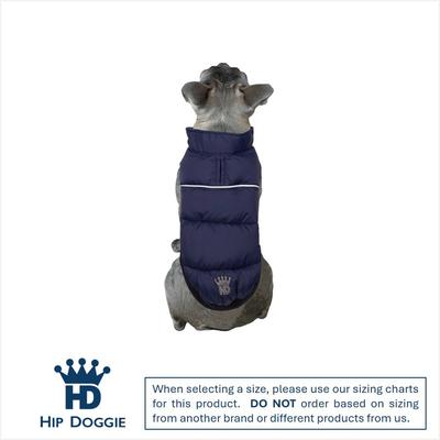Show full view: Hip Doggie Flex-Fit Reversible Puffer Dog Coat, Navy/Plaid, Medium slide 3 of 9