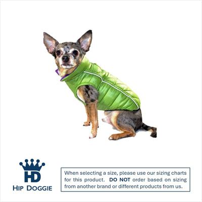 Show full view: Hip Doggie Featherlite Reversible Dog Coat, Green/Purple, XXXX-Large slide 3 of 9