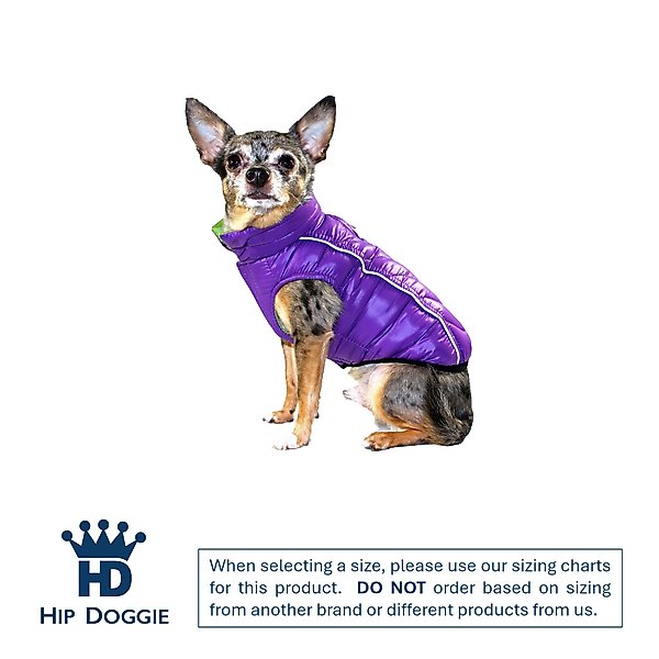 Show full view: Hip Doggie Featherlite Reversible Dog Coat, Green/Purple, Small slide 2 of 9