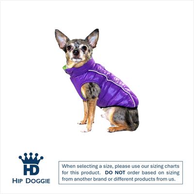 Show full view: Hip Doggie Featherlite Reversible Dog Coat, Green/Purple, XXXX-Large slide 2 of 9